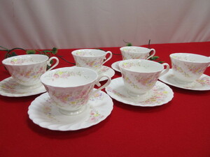 8OH6820 NIKKO FINE BONE CHINA ニッコー ファインボーンチャイナ カップ＆ソーサ 花柄 6客セット 