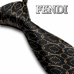 フェンディ　FENDI　ズッキーノ総柄　高級シルクネクタイ　イタリア製