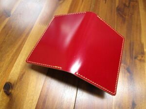 １点限定 カードケース レーデルオガワ コードバン 赤 手縫い 薄 エイジング キャッシュレス ナチュラル ハンドメイド レッド