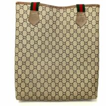 仙9 GUCCI PLUS シェリーライン トートバッグ グッチ プラス GG柄 PVC レザー ブラウン系 ベージュ系 肩掛け鞄_画像3