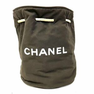 仙35 CHANEL 巾着バッグ プールバッグ ブラックカラー ノベルティ シャネル 肩掛け 鞄