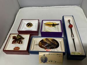  almost unused tortoise shell tortoise shell book@ tortoise shell guarantee kimono small articles . ornamental hairpin brooch accessory together 5 point storage goods 