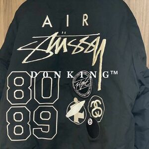 ステューシー STUSSY ナイキ NIKE 刺繍 リバーシブル ヴァーシティジャケット REVERSIBLE VARSITY JACKET スタジャン BLACK 黒 ブラック L