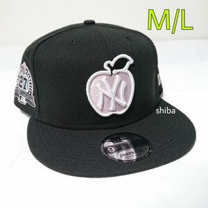 NEW ERA ニューエラ 正規品 アップル キャップ 帽子 9FIFTY 950 NY ヤンキース 黒 ブラック ピンク M/L