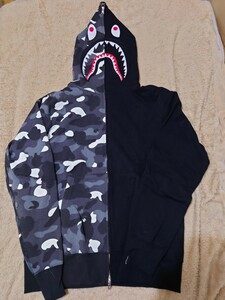 本物 未使用BAPE SHARK PARKAベイプ シャーク パーカーAPE迷彩CAMOカモHOODIE エイプ19