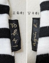 To b.by agnes b. ボーダーTシャツ 38 Ｍ トゥービーバイアニエスベー ロンT カットソー トップス 長袖 白黒赤 レディース 着回し抜群♪_画像7