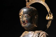 ☆皇帝☆明代銅佛　唐木台付　高さ約２９ｃｍ　(検)仏像 釈迦 薬師如来像 仏教美術 唐物 中国美術　鍍金仏_画像7