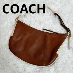 【1円〜】本革COACH ハーフムーン　ショルダーバッグ