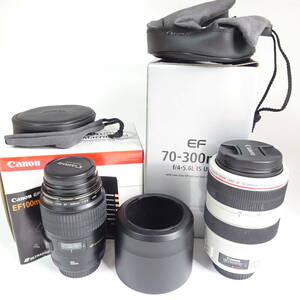 Canon キャノン ZOOM LENS EF70-300mm/MACRO LENS 100mm カメラレンズ2点 動作未確認 100サイズ/同梱不可/大阪発送【2321611/211/mrrz】