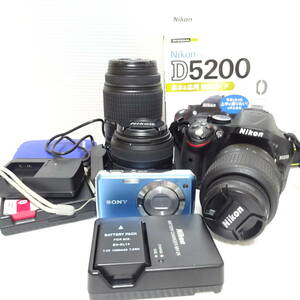 Nikon D5200 Sony DSC-W220 デジタルカメラ 2個セット 通電確認済み 【80サイズ/同梱不可/大阪発送】【2348626/308/mrrz】
