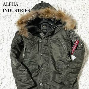 至極の一品 ALPHA INDUSTRIES アルファインダストリーズ N-3B フライトジャケット モッズコート グレー カーキ ミリタリー 軍隊 ファー L