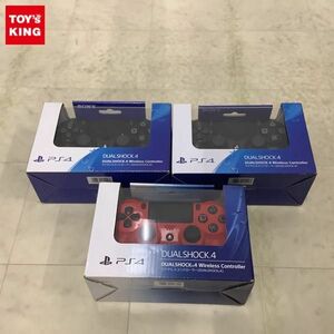 1円〜 PS4 ワイヤレスコントローラー CUH-ZCT2J ジェット・ブラック 2点、CUH-ZCT1J 01 マグマ・レッド