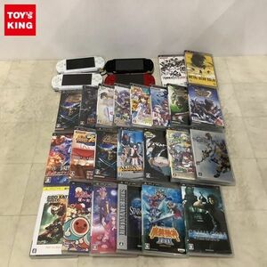 1円〜 訳あり PSP-3000 本体 レッド、ソフト キングダムハーツ バースバイスリープ、モンスターハンターポータブル3rd 等