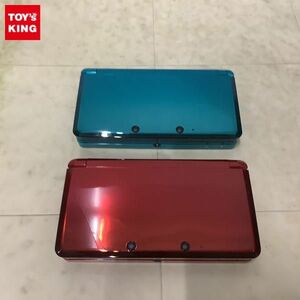 1円〜 動作確認済 初期化済 箱無 ニンテンドー3DS 本体 アクアブルー、フレアレッド CTR-001