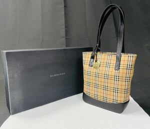  ∂ BURBERRY バーバリー トートバッグ ノバチェック キャンバスレザー ベージュ系 跳ね馬 ゴールド金具 / 252198 / 1206-6