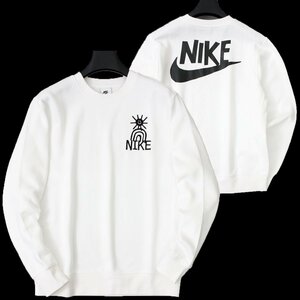 新品 秋冬 NIKE ナイキ 裏起毛 フリース トレーナー L 白 プルオーバー スウェット クルーネック メンズ カジュアル ホワイト ◆SW1501A