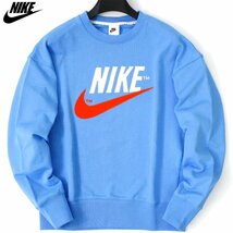 新品 秋冬 NIKE ナイキ 厚手 フレンチテリー トレーナー 2XL 青 メンズ クルーネック プルオーバー ビッグロゴ ロゴ刺繍 ◆SW1496C_画像1