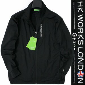 新品 秋冬 ヒロココシノ ゴルフ 裏起毛 ジャケット L 黒 HK WORKS LONDON Green 吸水速乾 ジップアップ ブルゾン GOLF ◆SW1531B