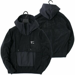 新品 秋冬 NIKE ナイキ AIR 保温 フリース パーカー XL 黒 フーディ プルオーバー ビッグロゴ 肉厚 メンズ ブラック ◆SW1564B