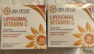 Sunlipid（サンリピド）リポソームビタミンC、天然香料使用、30袋、各5.0ml（0.17オンス）2個セット