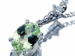 1円～【ジュエリー極】鑑付 良質天然UVグロッシュラーガーネット0.71ct＆ダイヤ0.03ct 高級Pt900＆Pt850ネックレス k7914iklm【送料無料】