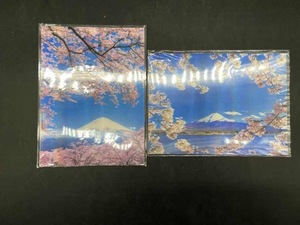 Q444［未使用保管品］ポストカード　2枚まとめて　EASA SUPER THREE DIMENSION 富士山　桜