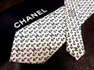 ♪vr0461♪良品♪【CHANEL】シャネル【錨 イカリ CCマーク 柄】ネクタイ