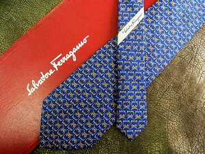 ♪vr0595♪良品♪【Ferragamo】フェラガモ【鳥 フクロウ ミミズク 柄】ネクタイ