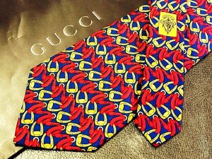 ♪vr0715♪良品♪【GUCCI】グッチ【ベルト 鐙 馬具 柄】ネクタイ