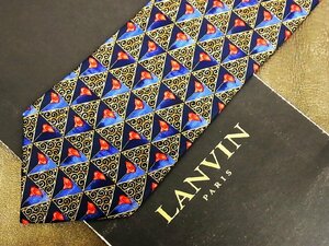 ♪vr0262♪良品♪【LANVIN】ランバン【花 植物 三角 装飾 柄】ネクタイ