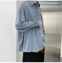 カジュアルシャツ メンズ 長袖シャツ 韓国ファッション ビッグシルエット メンズシャツ 韓流 無地 長袖 103122/M:ライトブルー_画像4