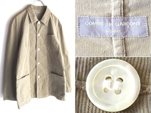 希少 初期 80sビンテージ 銀タグ COMME des GARCONS HOMME コムデギャルソンオム コーデュロイ カバーオール シャツジャケット F ベージュ