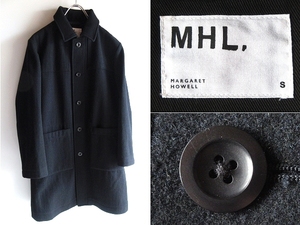 MHL. マーガレットハウエル BASIC MELTON ウールメルトン ステンカラーコート ワークコート S ダークネイビー 定価48600円 MARGARET HOWELL