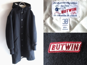 BUTWIN URBAN RESEARCH DOORS アーバンリサーチ別注 バトウィン HOODED WOOL COAT 中綿/エコダウン入 ウール フードコート 38/M ネイビー