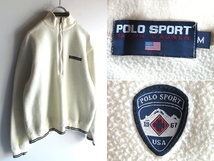 希少 90sビンテージ POLO SPORT Ralph Lauren ポロスポーツ ラルフローレン ロゴワッペン ハーフジップ フリース プルオーバージャケット M_画像1