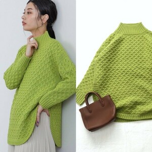 【即決】21aw 美品*ビームス ハート｜ピスタチオカラー♪ハチの巣編みニット（BEAMS HEART）