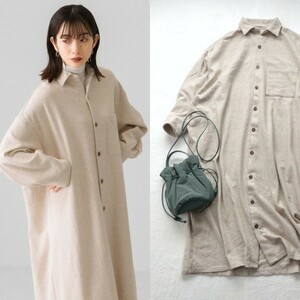 【即決】21aw 美品*KBF｜あったか起毛♪ウールブレンド 起毛シャツワンピース ベージュ