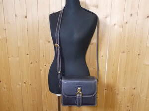 a880*ungaro shoulder bag * original leather navy color Ungaro shoulder bag bag box type size approximately 16×20×6cm about retro Old 