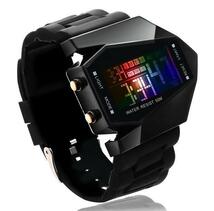 T294 腕時計 スクエア 多機能 デジタル 5色ライト 防水 黒_画像2