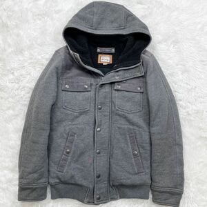 美品!!! DIESEL ディーゼル ボア フーディ ジャケット パーカー ブルゾン ジップアップ フロントロゴプレート レザータグ 本革 グレー 