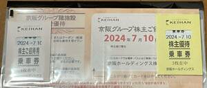 京阪　株主優待乗車券　ひらかたパーク株主招待