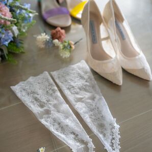 ウエディングフィンガーレスグローブ 肘丈 レース【結婚式】