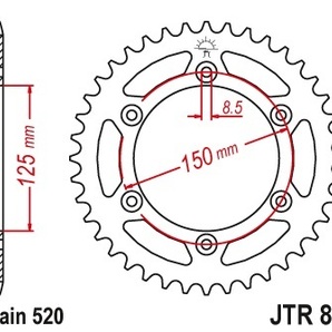 残り１個 JTR897.53 (ブラック) リヤスプロケット 53T (Husaberg FS570 KTM OffRoad Husqvarna Road用 )の画像2