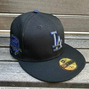 USA限定 【7.3/8】 NEWERA ニューエラ LA Dodgers ロサンゼルス ドジャース 限定記念モデル Decorate サテン 黒 青 MLB 59FIFTY (15-26)