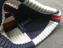 USA正規品 トミーヒルフィガー TOMMY HILFIGER 厚手 ニットキャップ ニット帽 ビーニー 綿 コットン100％ トリコロール カラーブロック_画像3