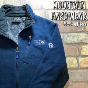 ★USA直輸入★良品＆正規品★【MOUNTAIN HARDWEAR】高品質 フルジップ フリースジャケット モンキーフリース【M】ネイビー 黒 稀少 K3-305