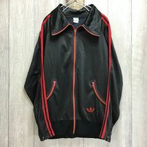 ★激レア★70′s vintage★西ドイツ製★【adidas】マドンナモデル 左下トレフォイル 曲がりポケット ジャージ【M程度】黒 赤 レトロ K3-220_画像2