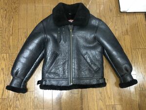  American made leather real mouton jacket B-3 black boa boma-. size M America leather flight jacket 