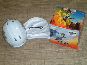  used!ALPINA( Alpina ) white × gold pattern helmet size 55cm~59cm snowboard * ski * child .! dial adjustment possible 