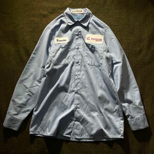 90s CINTAS ワークボタンシャツ　M ライトブルー